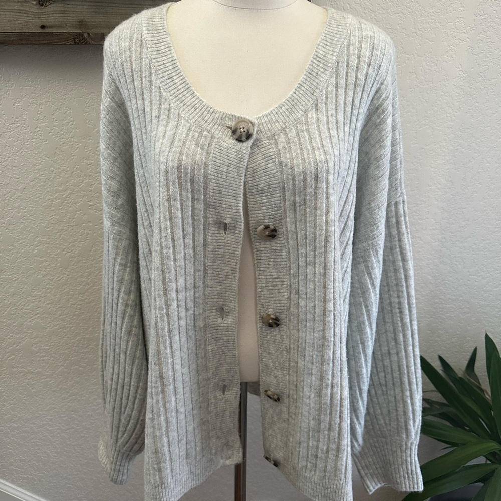 1. state Cozy Gray Ribbed Women's‎ Sweater ladies XL